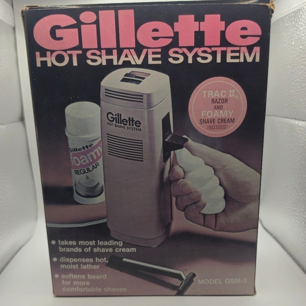 Vintage Gillette Hot Shave System Model GSM-3 with Trac II Razor NEW